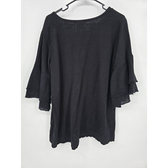 Sea Breeze of California Size Small Womens Top Black Bell Sleeve Boho Shirt NWT - Picture 6 of 6